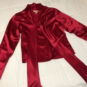 Red silk blouse